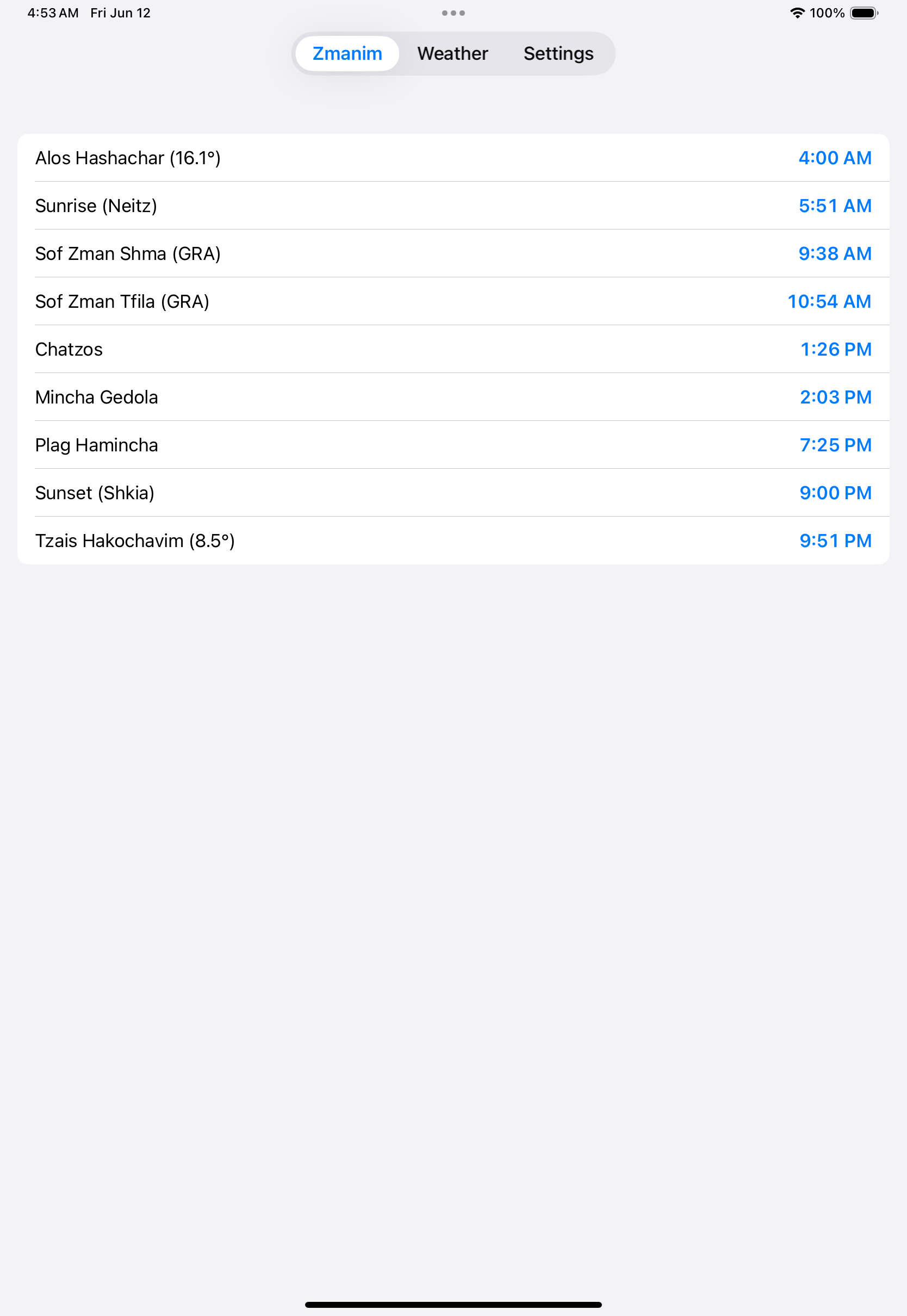 Weather · No-Shul location · light