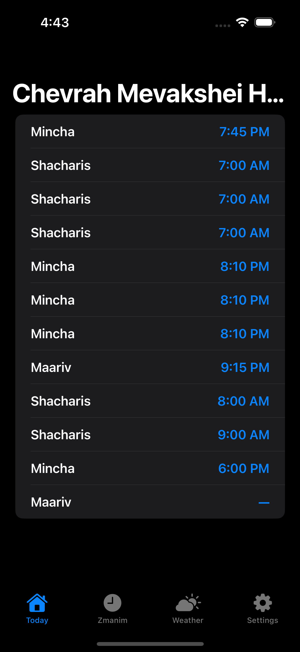 Today · Shul · dark