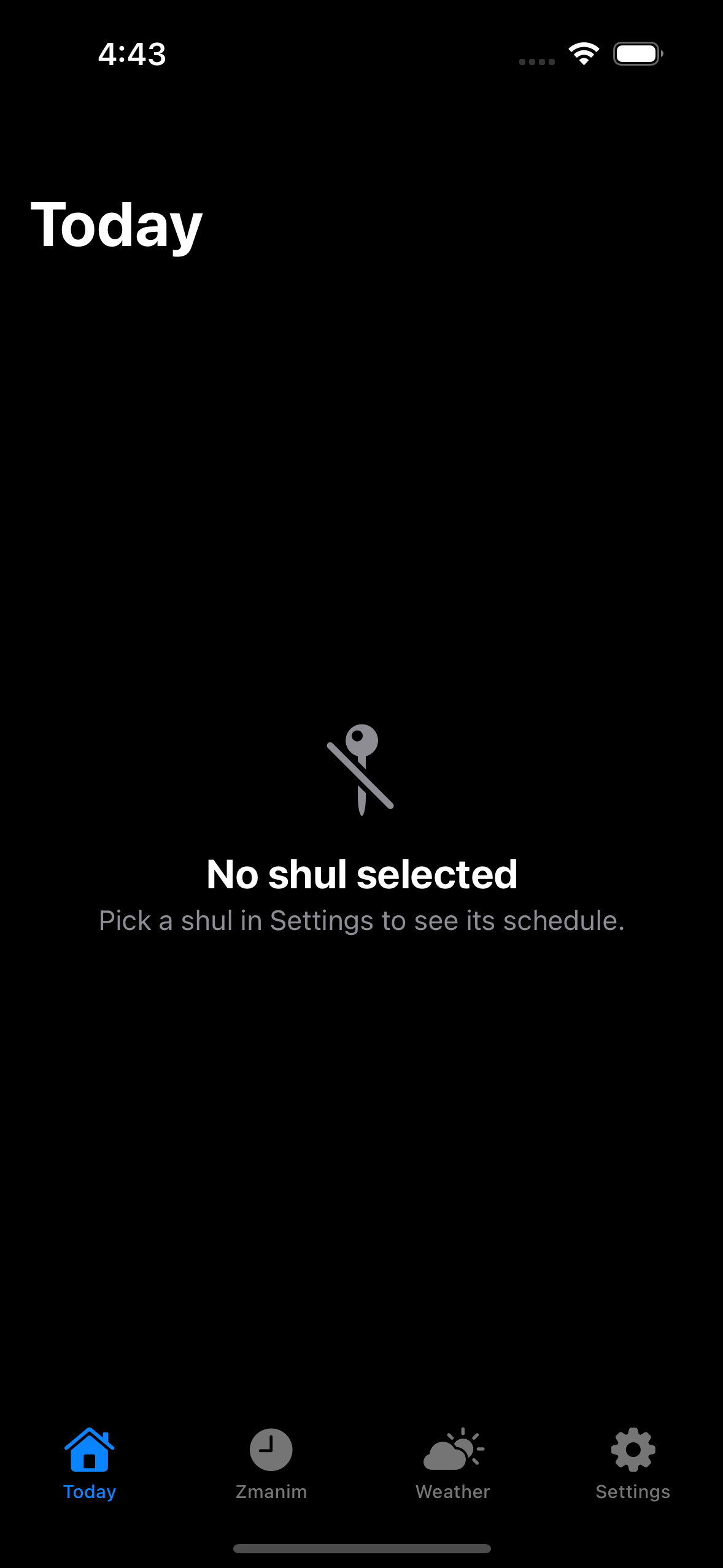Today · No shul · dark