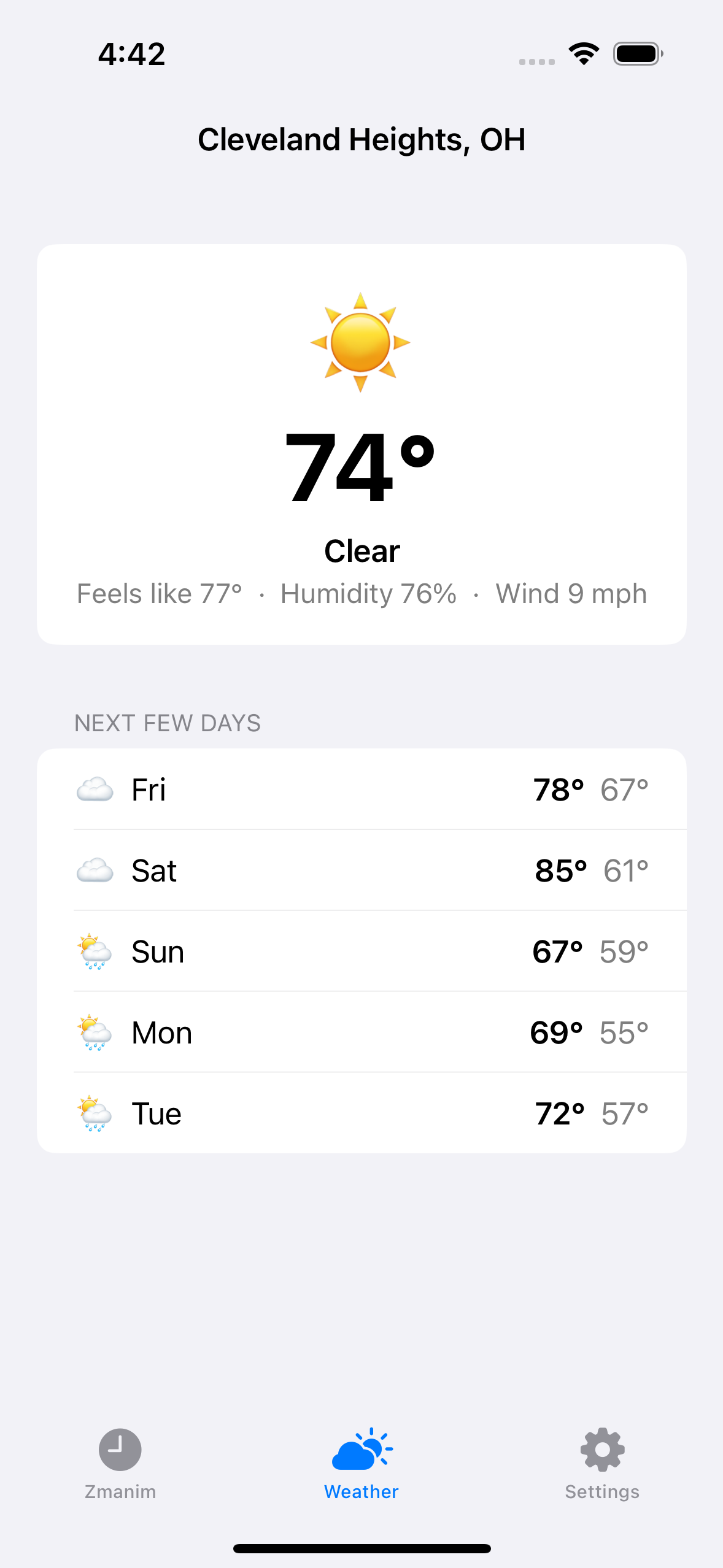 Weather · No-Shul location · light