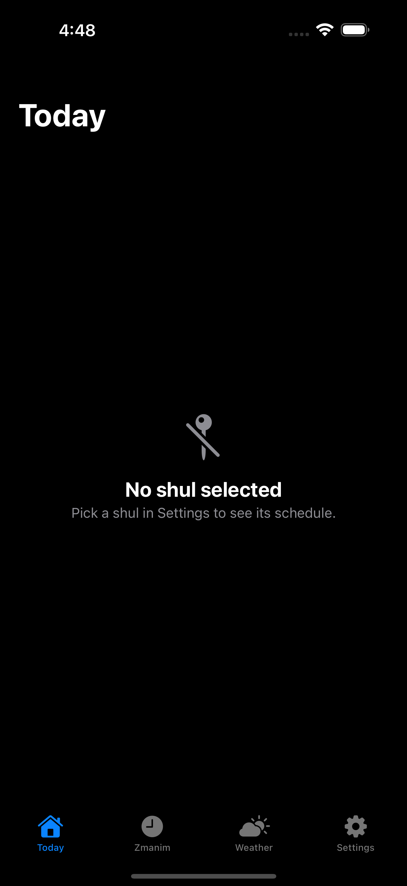 Today · No shul · dark