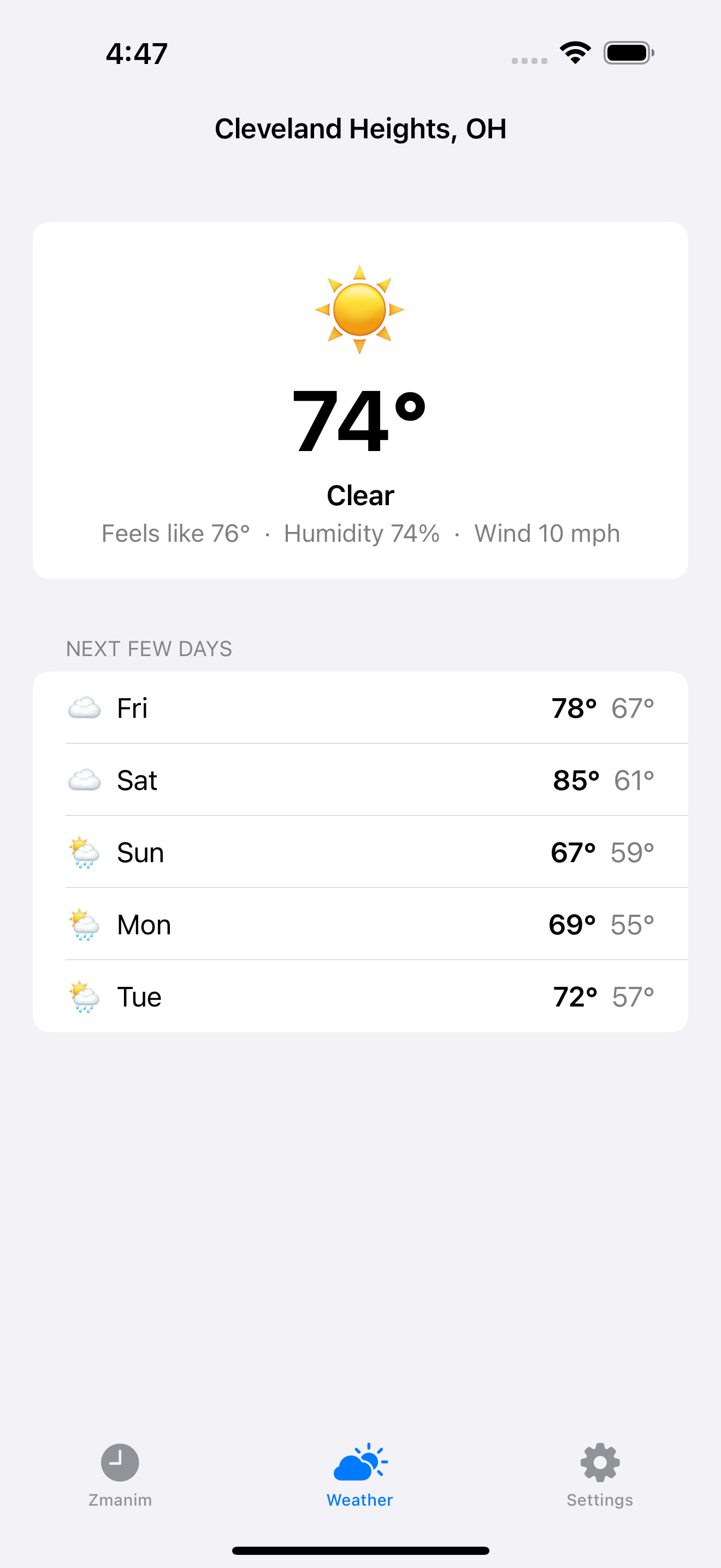 Weather · No-Shul location · light