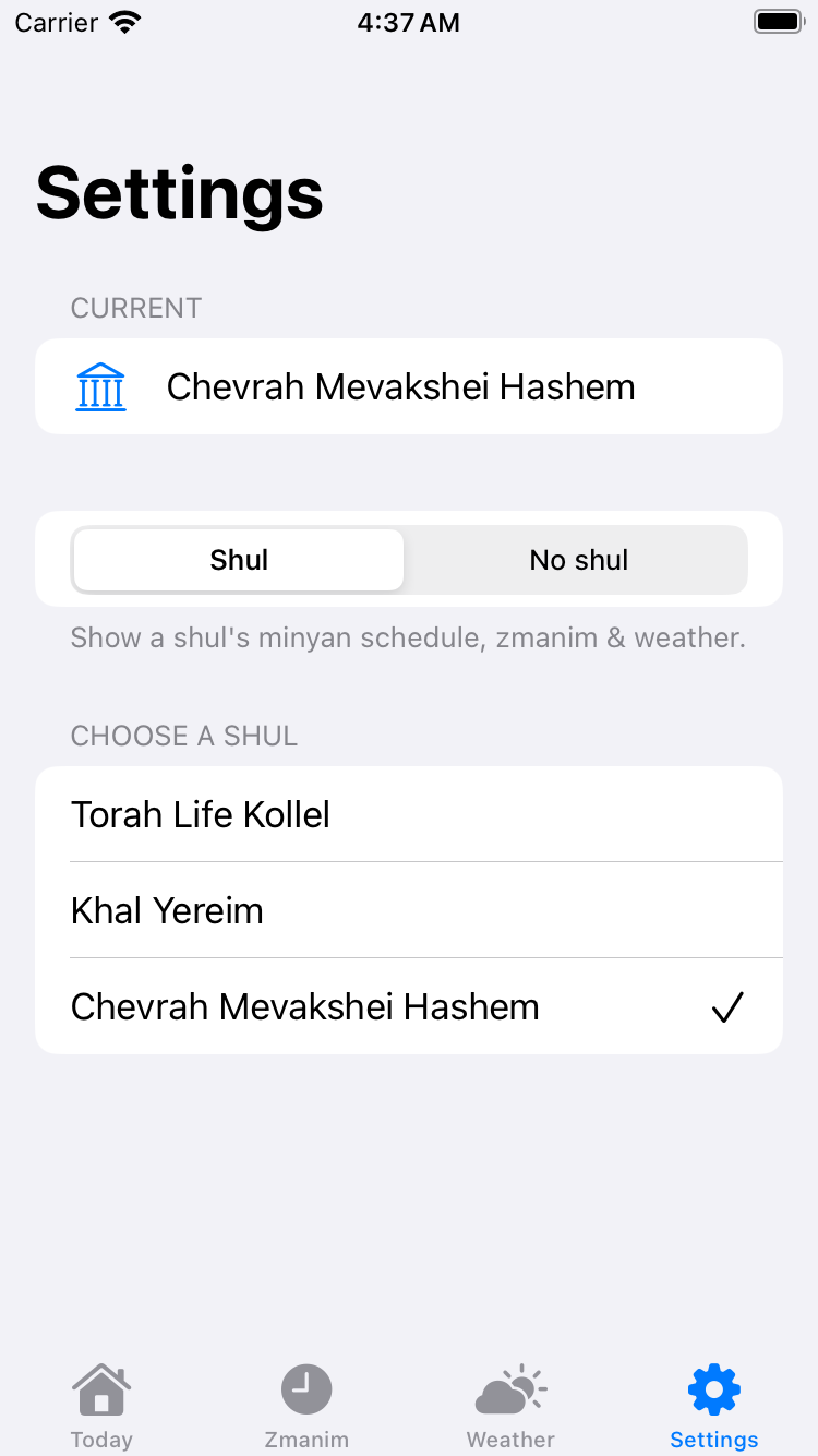 Settings · Shul · light