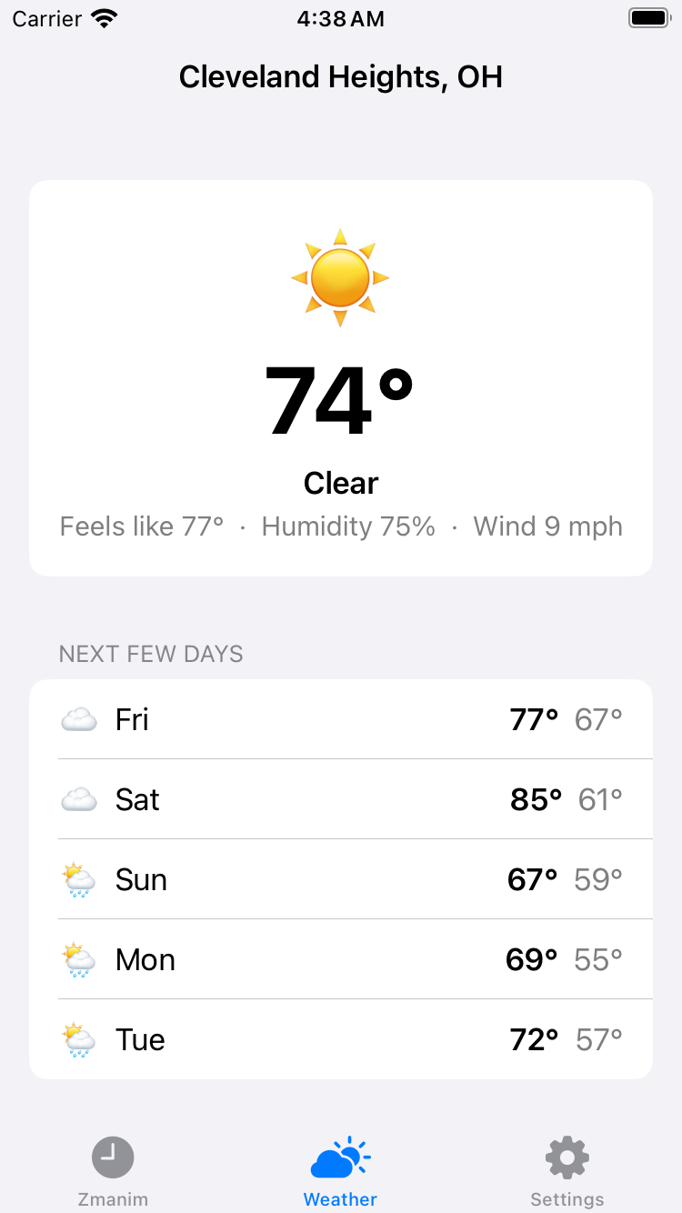 Weather · No-Shul location · light