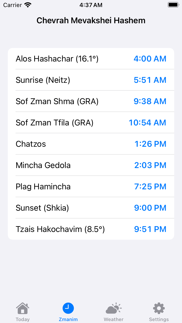 Zmanim · Shul · light
